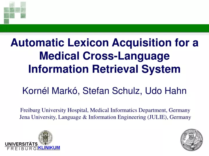automatic lexicon acquisition for a medical cross