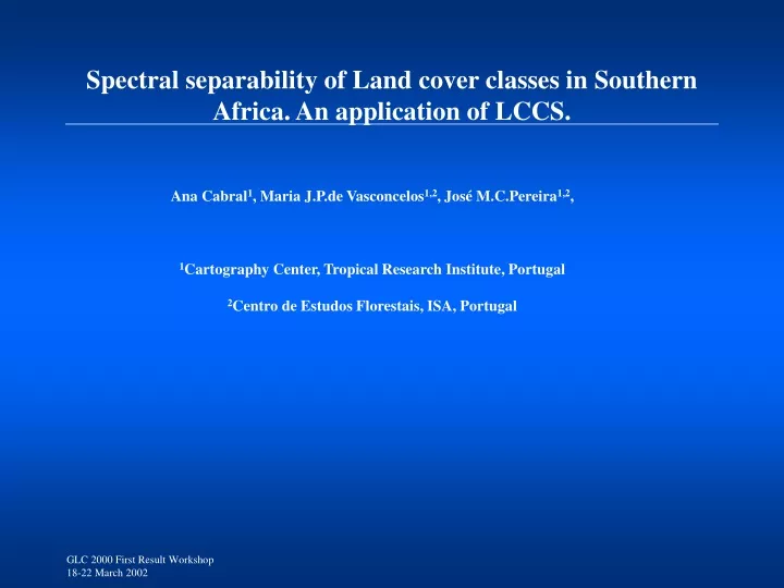 spectral separability of land cover classes in southern africa an application of lccs