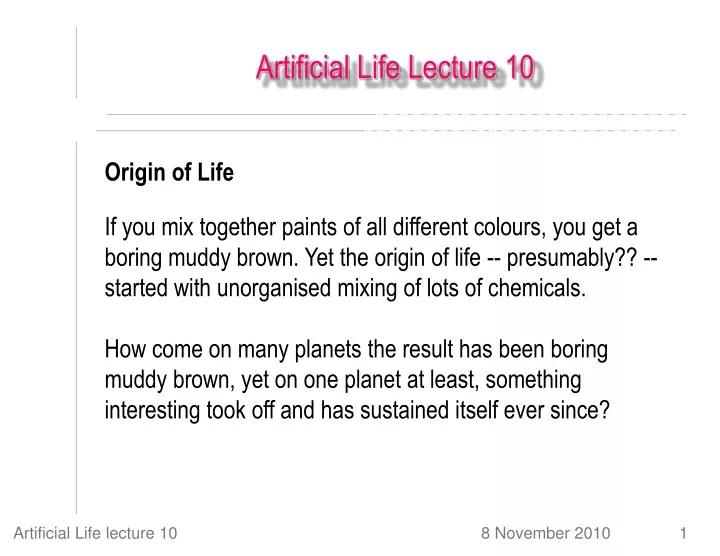 artificial life lecture 10
