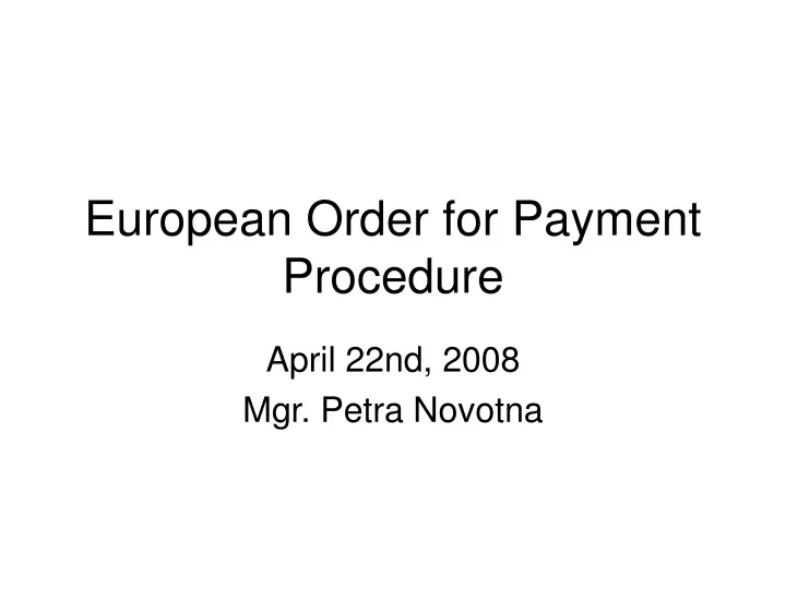 european order for payment procedure