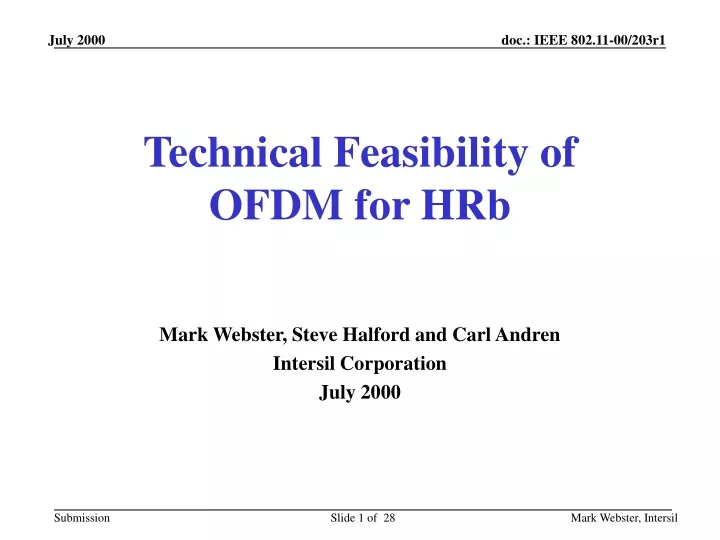 technical feasibility of ofdm for hrb