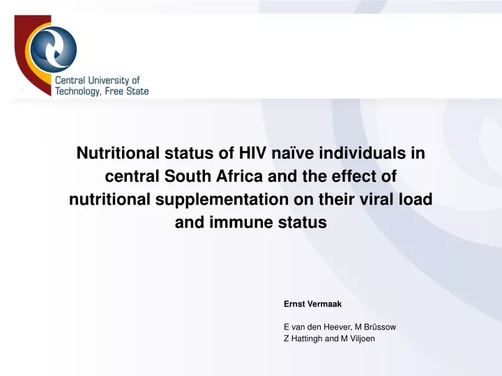 nutritional status of hiv na ve individuals