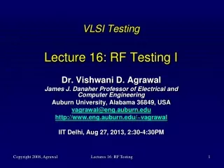 VLSI Testing Lecture 16: RF Testing I