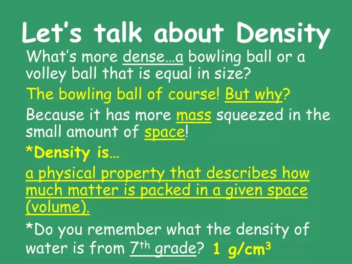 let s talk about density