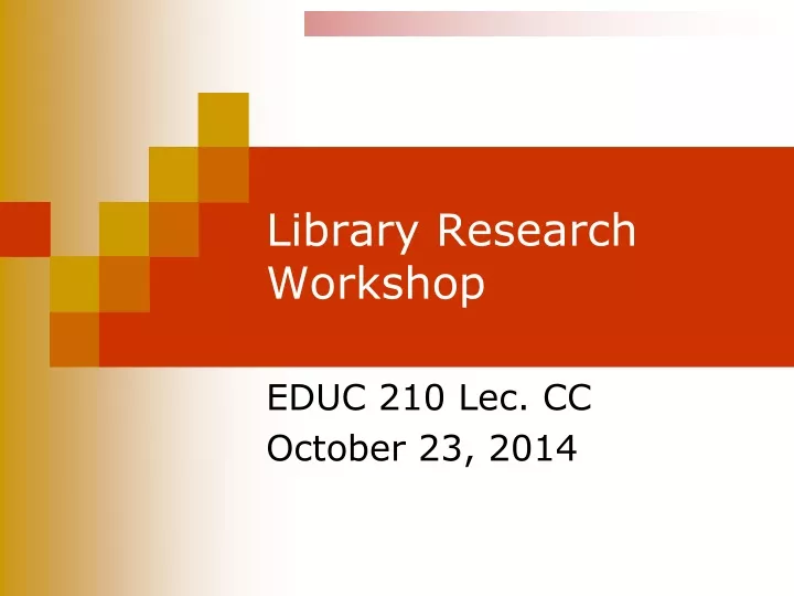 library research workshop