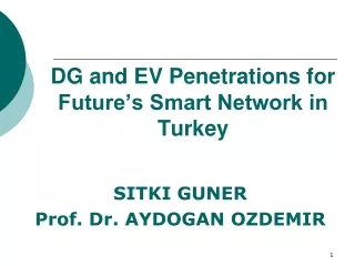 DG and EV Penetrations for Future’s Smart Network in Turkey
