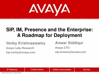 SIP, IM, Presence and the Enterprise: A Roadmap for Deployment