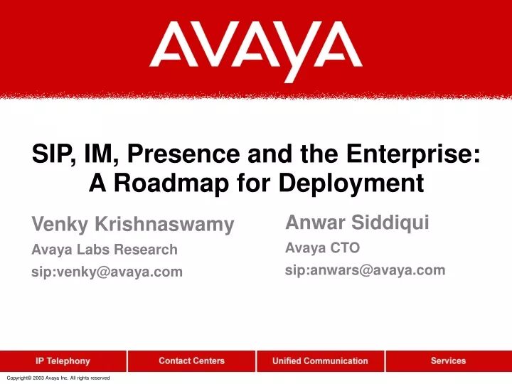 sip im presence and the enterprise a roadmap for deployment