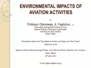 ENVIRONMENTAL IMPACTS OF AVIATION ACTIVITIES