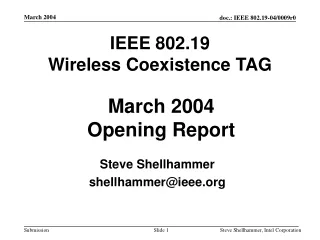 IEEE 802.19 Wireless Coexistence TAG