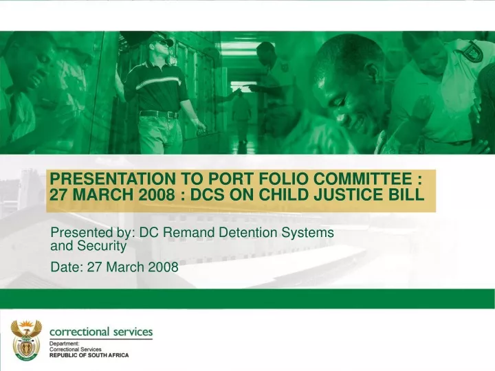 presentation to port folio committee 27 march