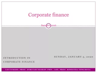 Corporate finance Summer 201 6