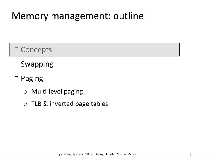 memory management outline