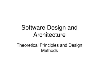 Software Design and Architecture