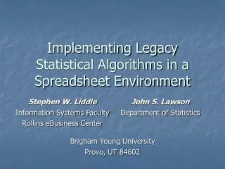 Implementing Legacy Statistical Algorithms in a Spreadsheet Environment