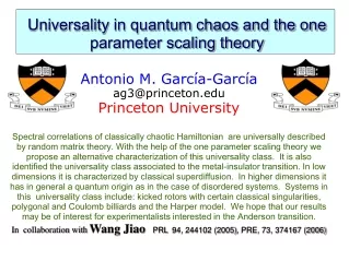 Universality in quantum chaos and the one parameter scaling theory