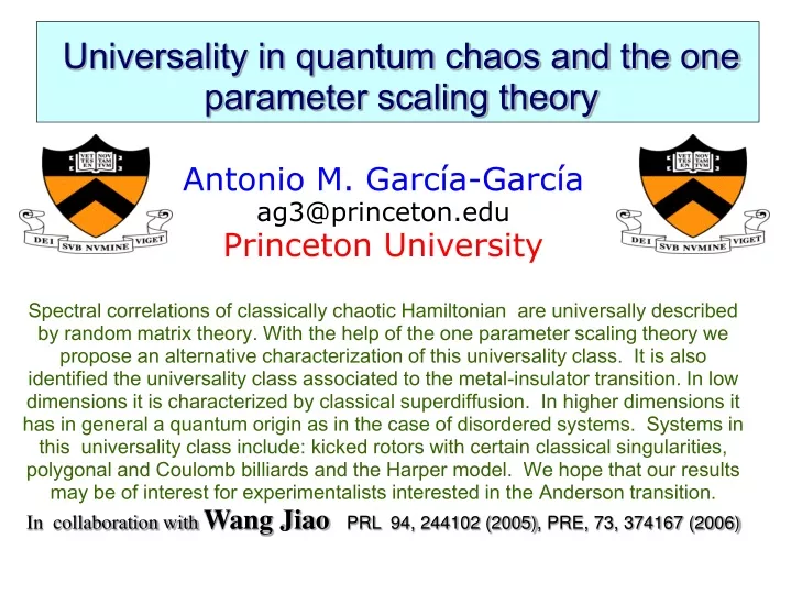 universality in quantum chaos