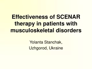 Effectiveness of SCENAR therapy in patients with musculoskeletal disorders