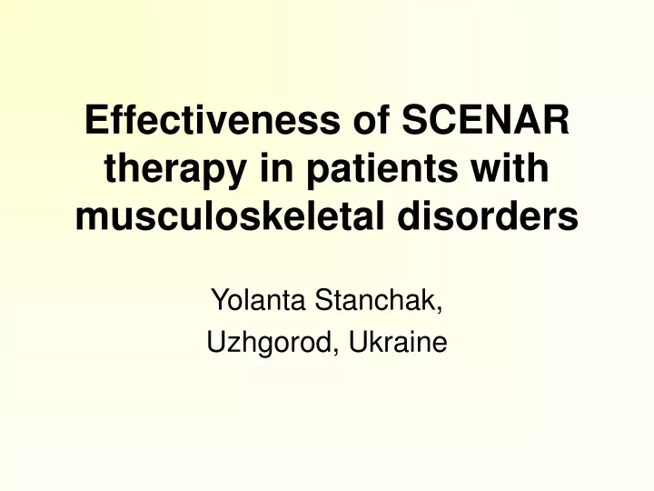 effectiveness of scenar therapy in patients with musculoskeletal disorders