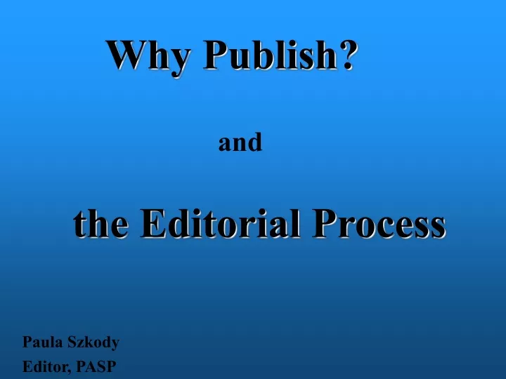 why publish