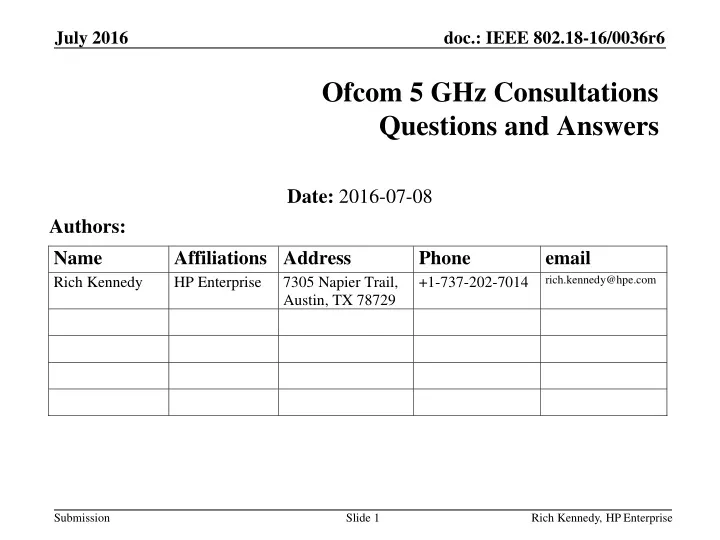 ofcom 5 ghz consultations questions and answers