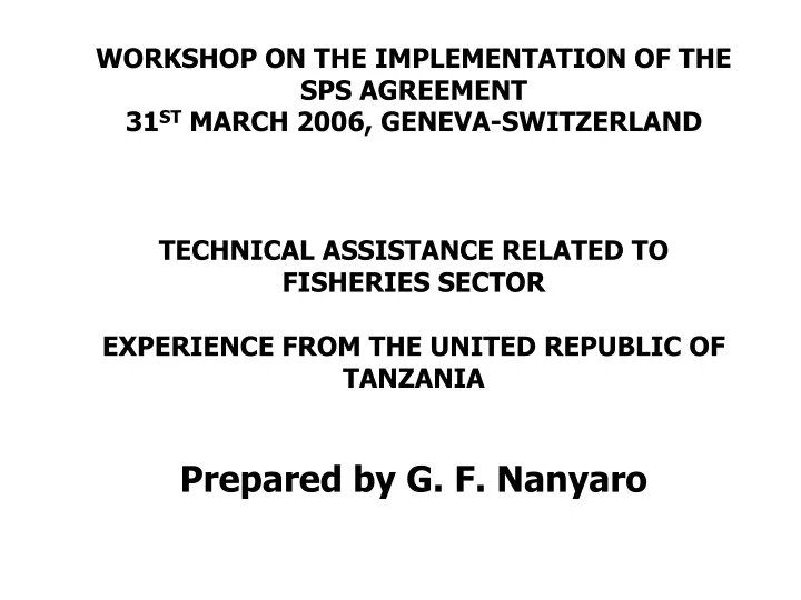 workshop on the implementation