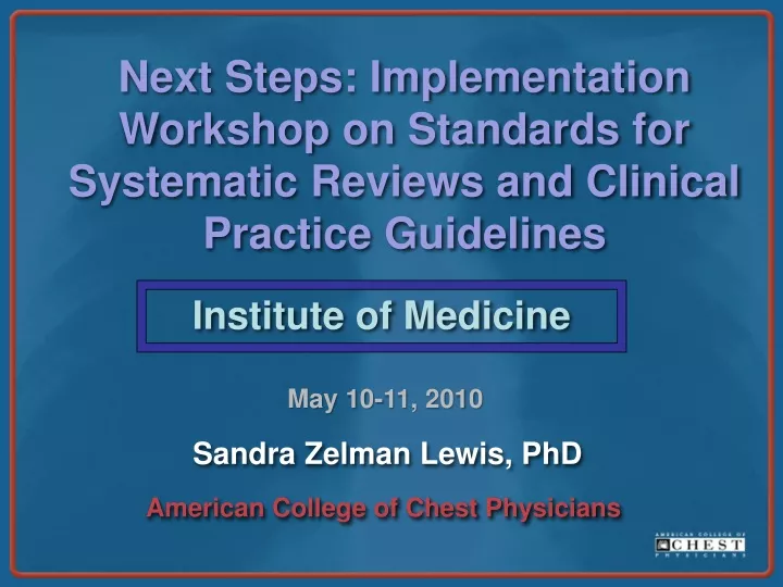 next steps implementation workshop on standards