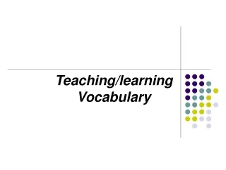 Teaching/learning Vocabulary