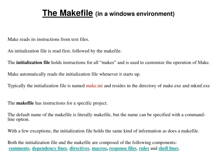 the makefile in a windows environment