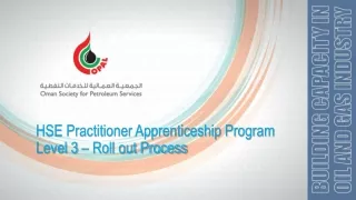 HSE Practitioner Apprenticeship Program Level 3 – Roll out Process