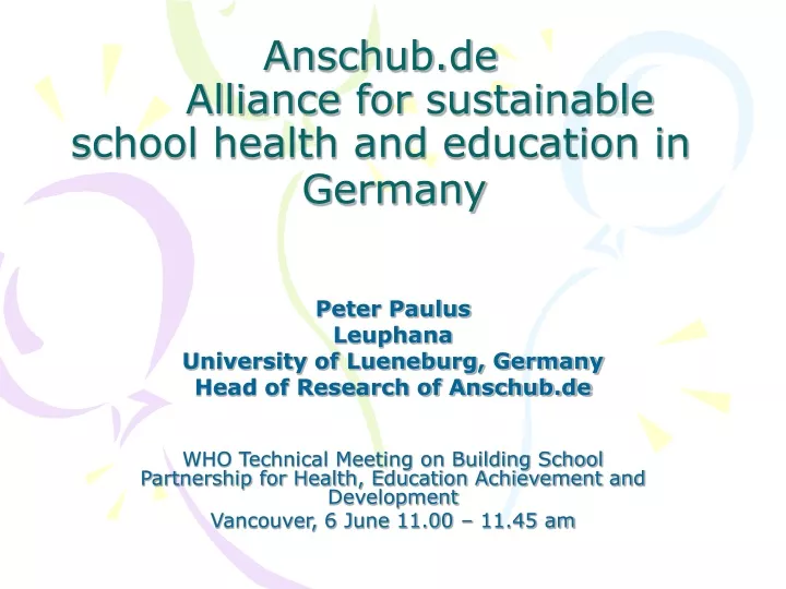 anschub de alliance for sustainable school health and education in germany