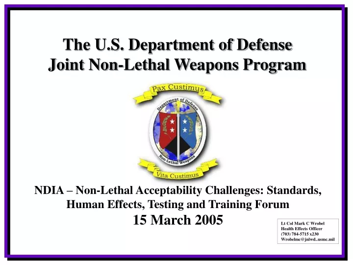 the u s department of defense joint non lethal