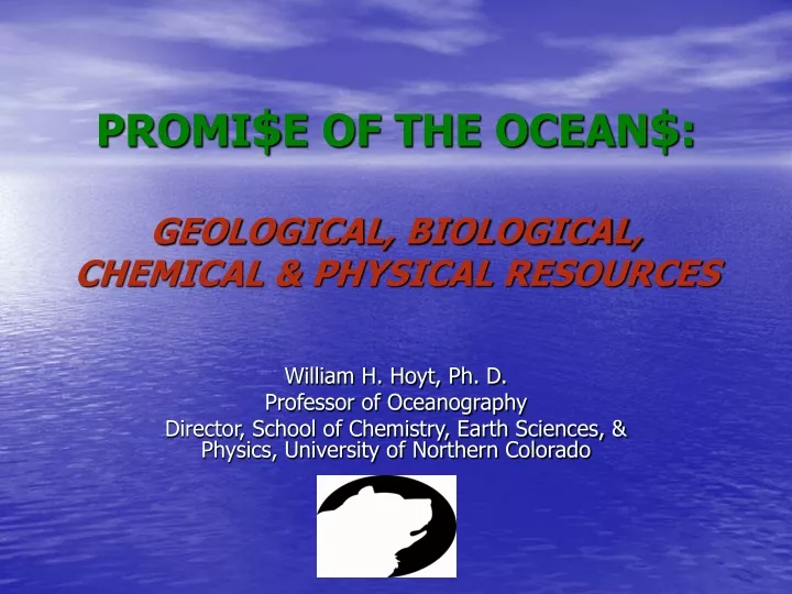 promi e of the ocean geological biological chemical physical resources