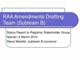 RAA Amendments Drafting Team (Subteam B)