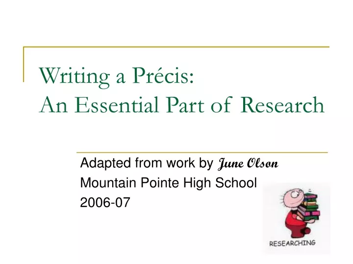 writing a pr cis an essential part of research