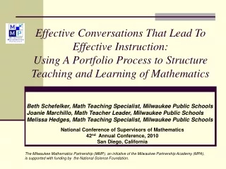 Beth Schefelker, Math Teaching Specialist, Milwaukee Public Schools