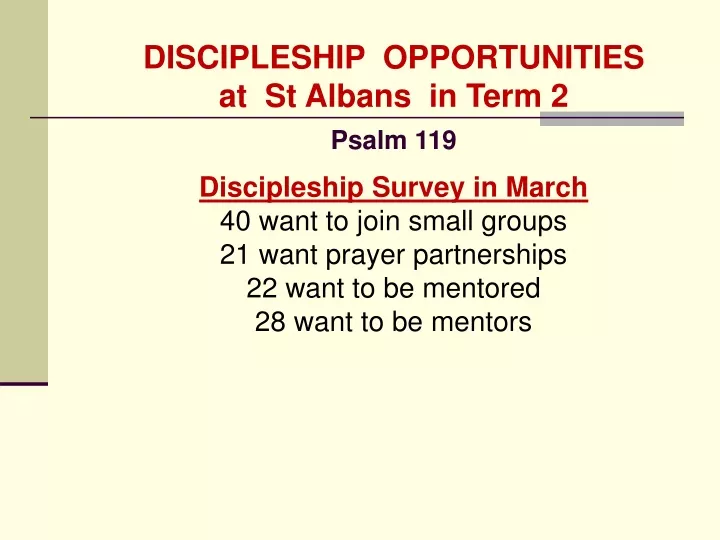 discipleship opportunities at st albans in term