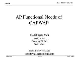 AP Functional Needs of CAPWAP