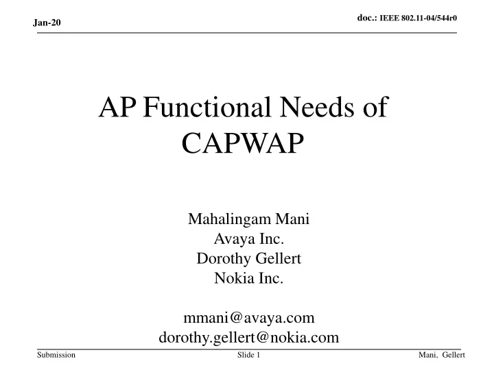 ap functional needs of capwap