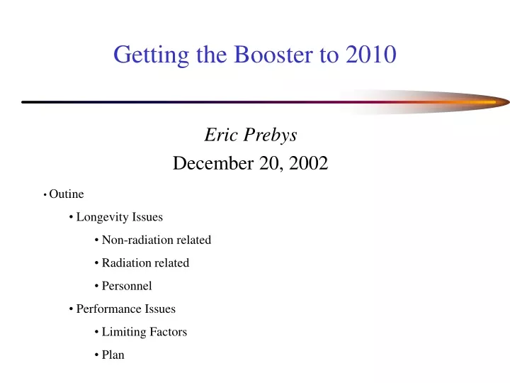 getting the booster to 2010