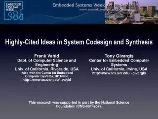 Highly-Cited Ideas in System Codesign and Synthesis