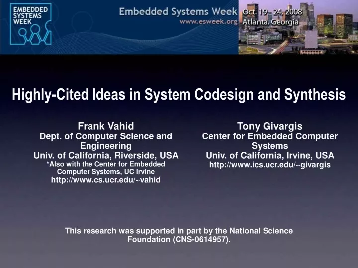 highly cited ideas in system codesign and synthesis