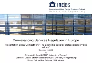 Conveyancing Services Regulation in Europe