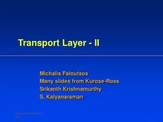 Transport Layer - II
