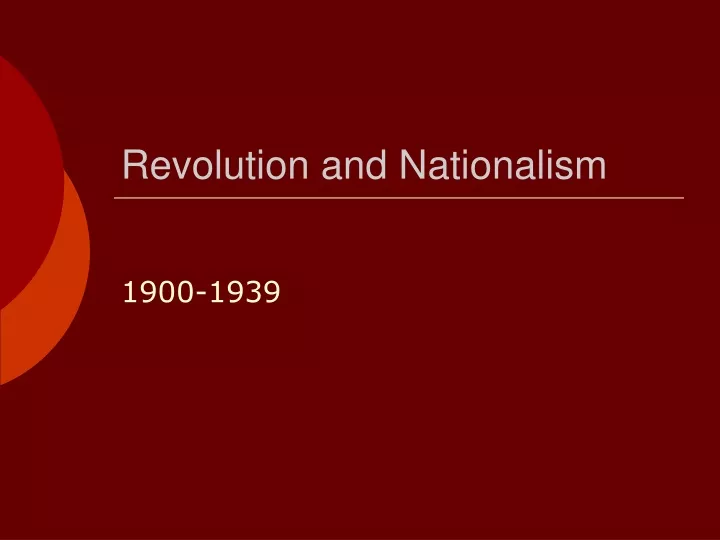 revolution and nationalism