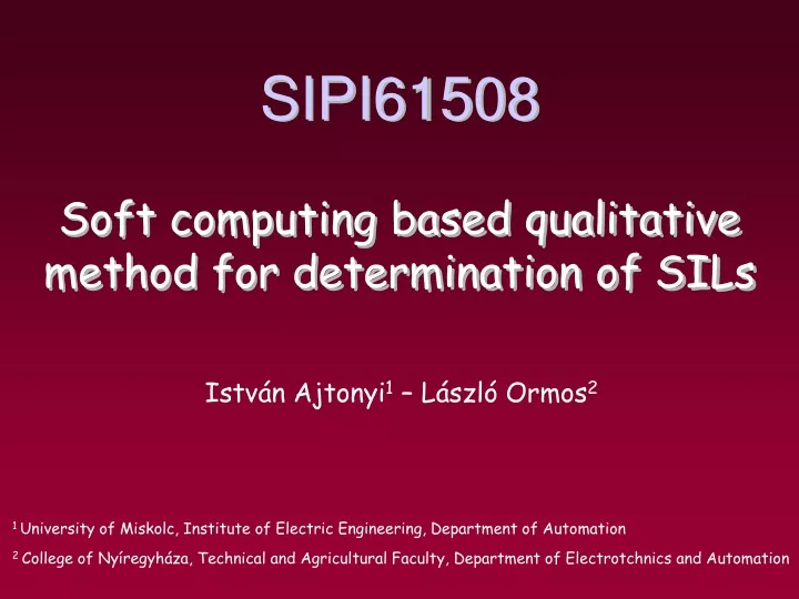 sipi61508 soft computing based qualitative method for determination of sils