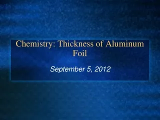 Chemistry: Thickness of Aluminum Foil