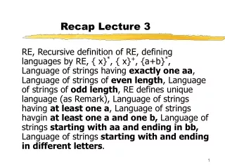 Recap Lecture 3