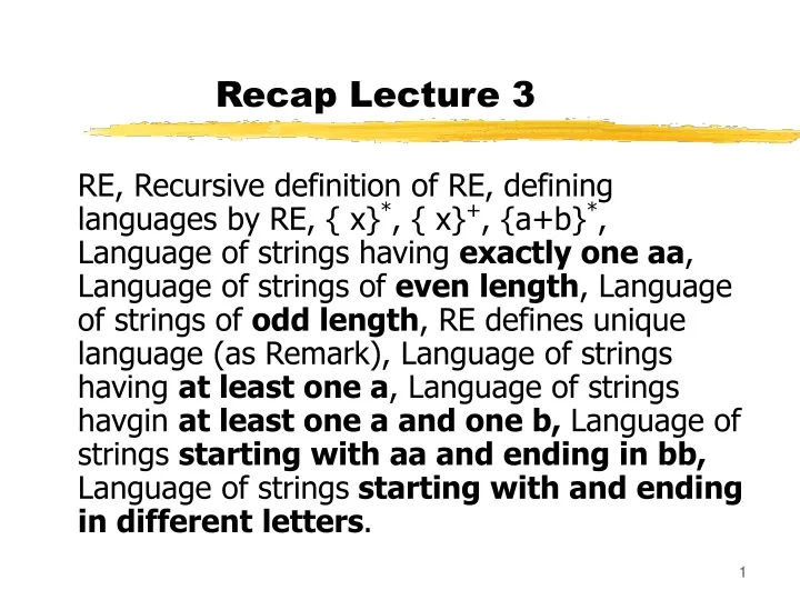 recap lecture 3