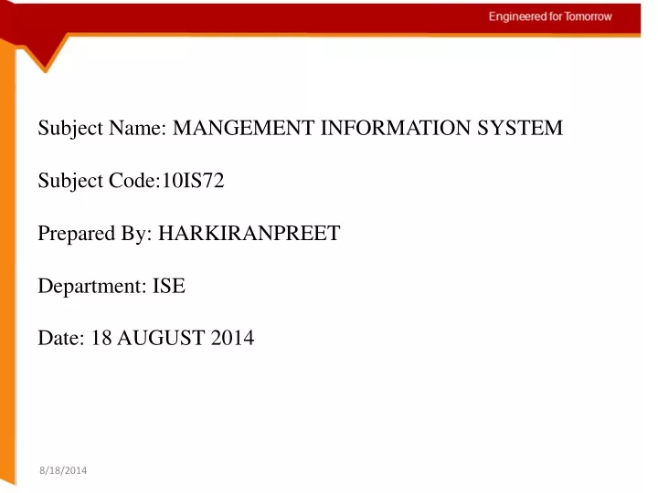 subject name mangement information system subject